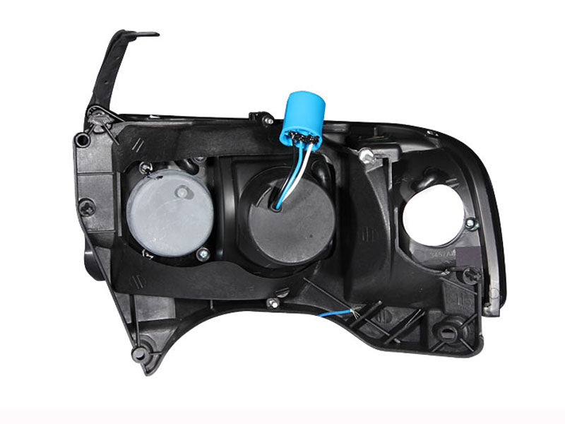 Headlight Set Crystal Clear Lens Black Housing Pair w/1 Pc. LED Does Not Fit Ram Models With Sport Package Dodge Ram 1500 1994-2001, Dodge Ram 2500/3500 1994-2002 AnzoUSA-1