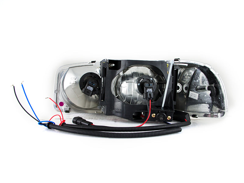 Headlight Set Crystal w/Halo Clear Lens Black Housing Pair w/1 Pc. LED GMC Sierra 1500 1999-2007, 1500 HD/2500 HD/3500 2001-2007, GMC Sierra 2500 1999-2004, GMC Yukon/XL 1500/XL 2500 2000-2006 AnzoUSA-1