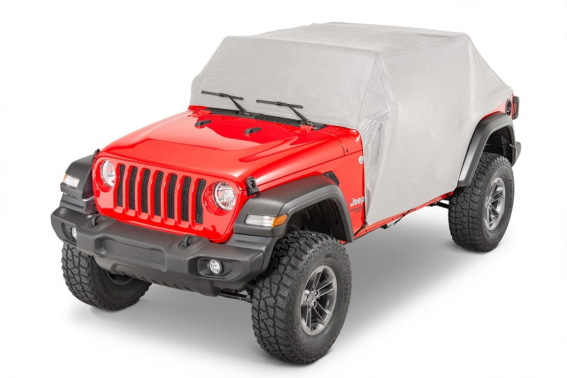 5 Layer Full Door Cab Cover 2018-2024 Jeep JLU Wrangler 4Dr W/Factory Soft Top Folded Down Gray MasterTop