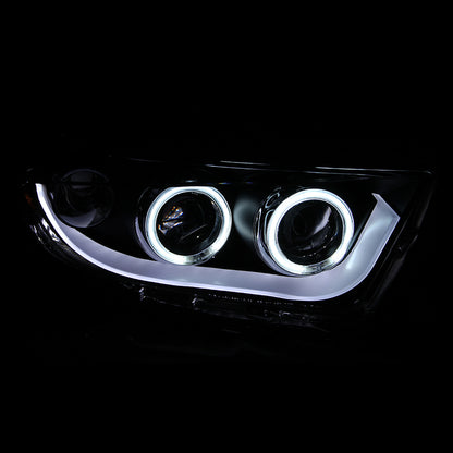 Headlight Set Projector w/Halo Clear Lens Black Housing Pair CCFL Toyota Highlander 2011-2013 AnzoUSA