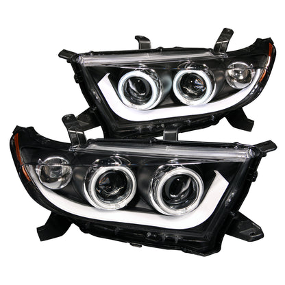 Headlight Set Projector w/Halo Clear Lens Black Housing Pair CCFL Toyota Highlander 2011-2013 AnzoUSA-1