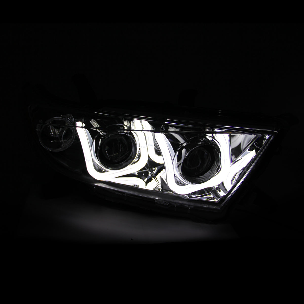 Headlight Set Projector Clear Lens Chrome Housing Pair W/U-Bar Toyota Highlander 2011-2013 AnzoUSA-2