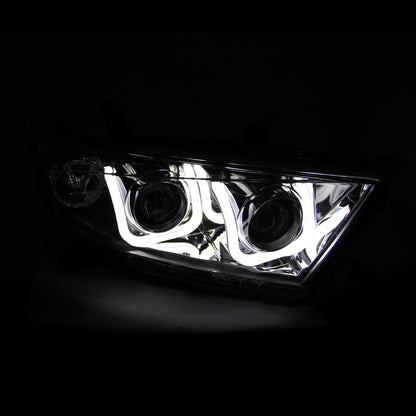 Headlight Set Projector Clear Lens Chrome Housing Pair W/U-Bar Toyota Highlander 2011-2013 AnzoUSA-2