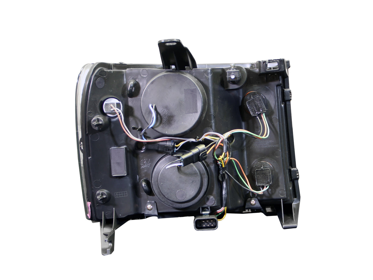 Headlight Set Projector Clear Lens Chrome Housing Pair W/U-Bar Does Not Fit Models With Factory HID Bulbs GMC Sierra 1500 2007-2013, 2500 HD/3500 HD 2007-2014 AnzoUSA-1