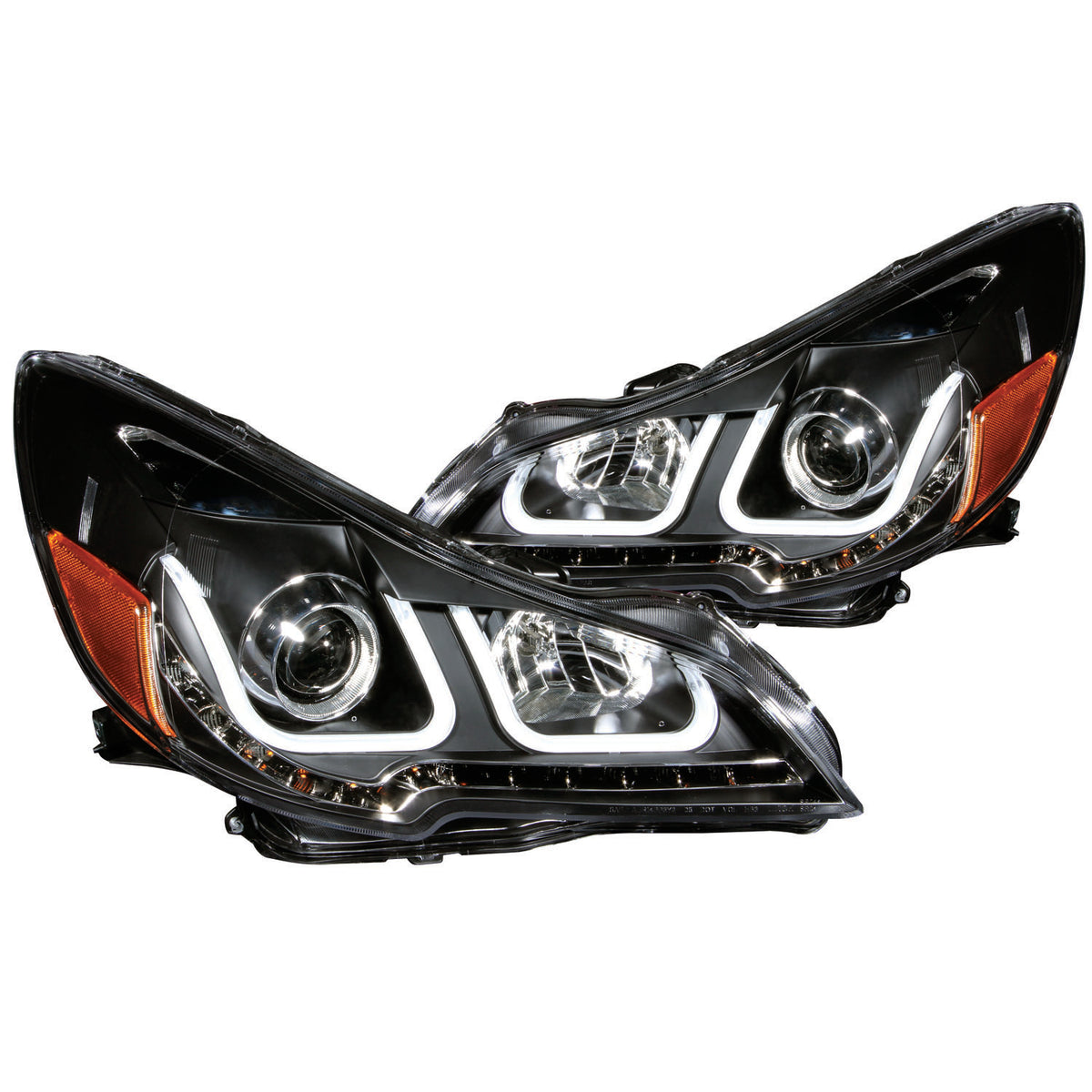 Headlight Set Projector Clear Lens Black Housing Pair W/U-Bar Subaru Legacy/Outback 2010-2012 AnzoUSA