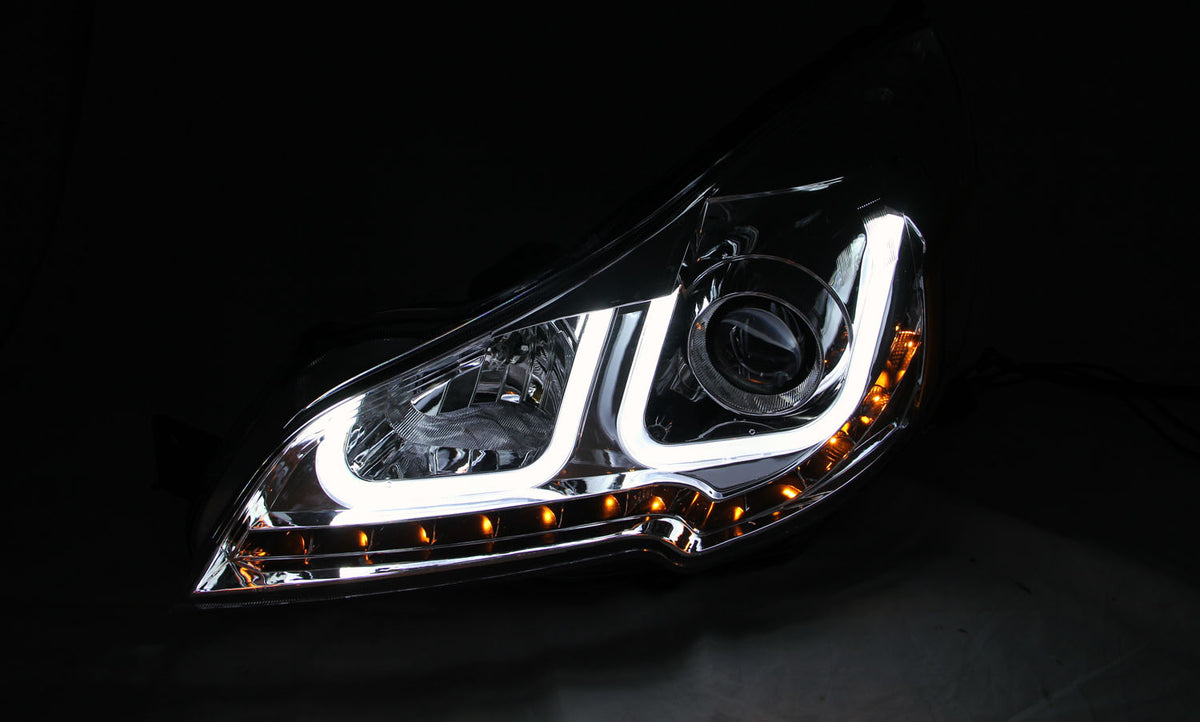 Headlight Set Projector Clear Lens Black Housing Pair W/U-Bar Subaru Legacy/Outback 2010-2012 AnzoUSA-2