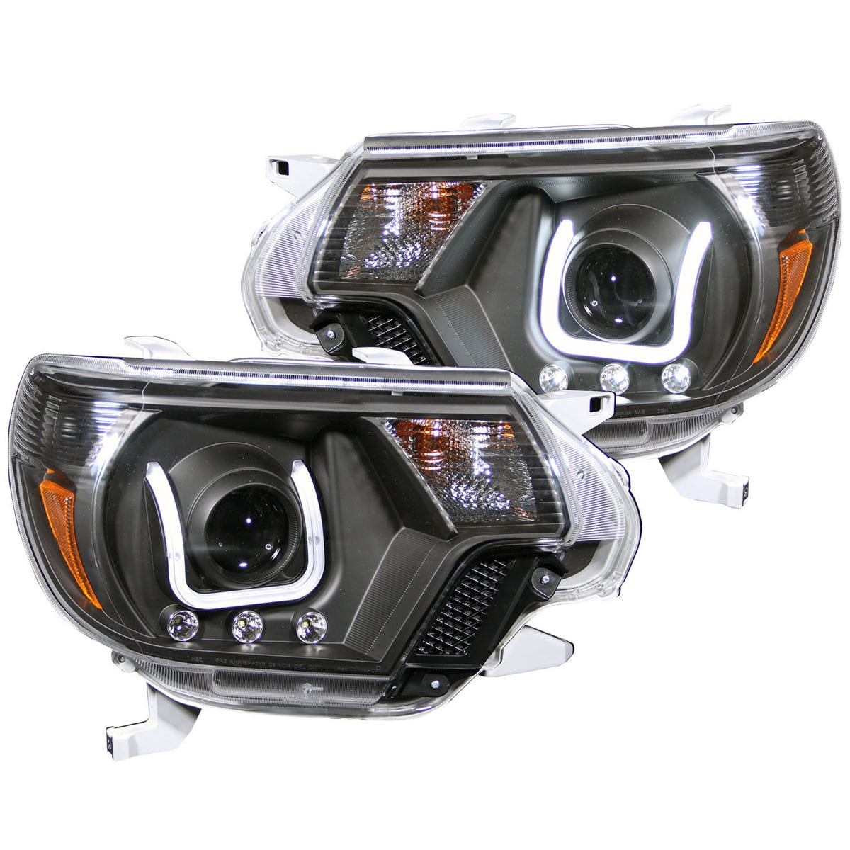 Headlight Set Projector Clear Lens Black Housing Pair W/U-Bar Toyota Tacoma 2012-2015 AnzoUSA