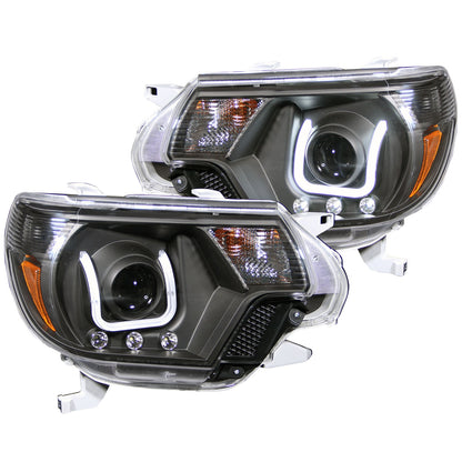 Headlight Set Projector Clear Lens Black Housing Pair W/U-Bar Toyota Tacoma 2012-2015 AnzoUSA