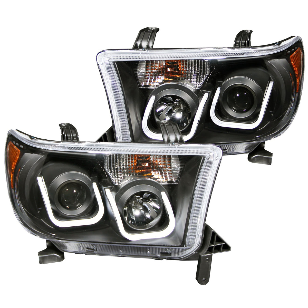 Headlight Set Projector Clear Lens Black Housing Pair W/U-Bar Does Not Fit Models With Auto Leveling Headlights Toyota Sequoia 2008-2017, Toyota Tundra 2007-2013 AnzoUSA