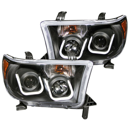 Headlight Set Projector Clear Lens Black Housing Pair W/U-Bar Does Not Fit Models With Auto Leveling Headlights Toyota Sequoia 2008-2017, Toyota Tundra 2007-2013 AnzoUSA
