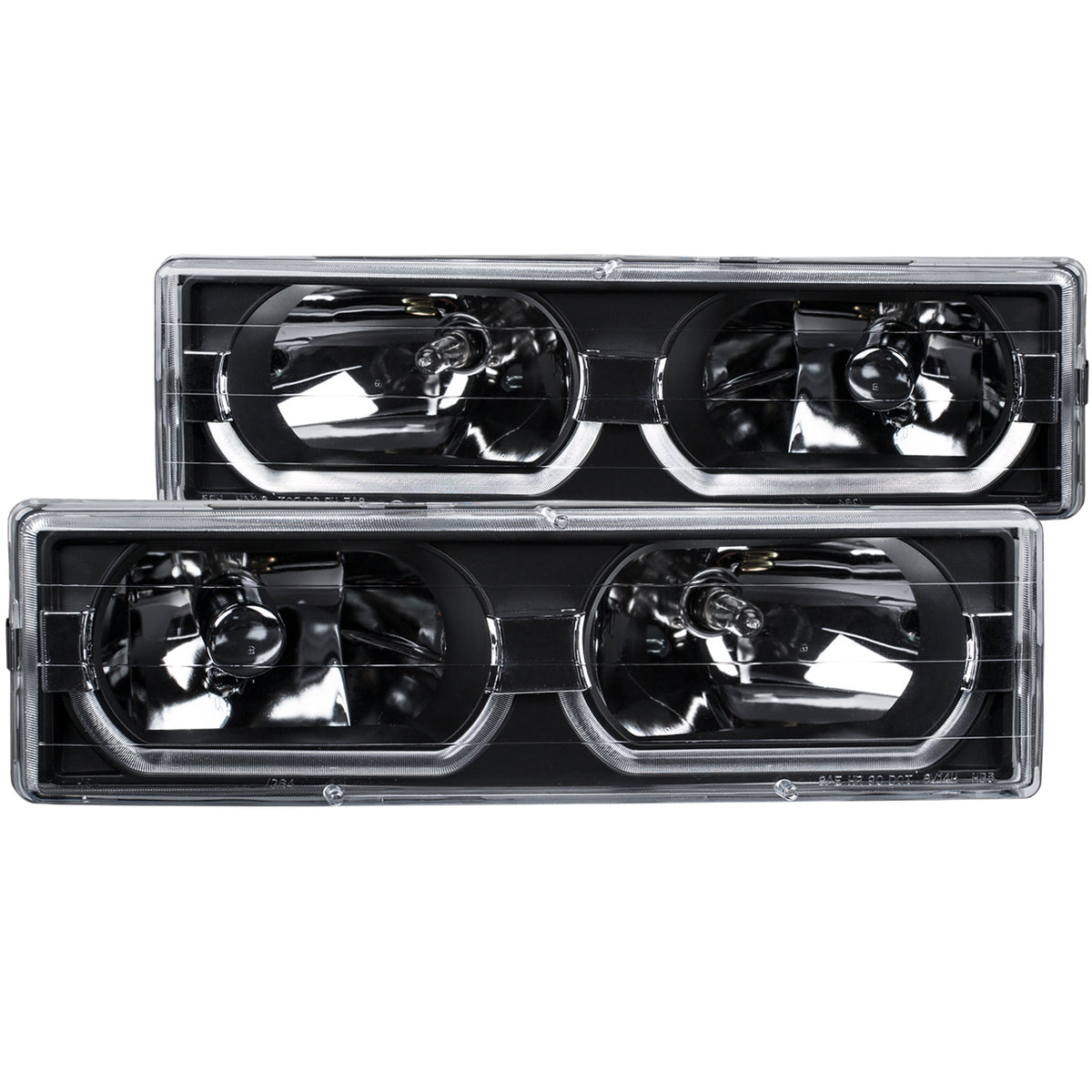 Headlight Set Crystal Clear Lens Black Housing Pair W/Low Brow Chevy/GMC Trucks/SUVs 1988-2000 AnzoUSA