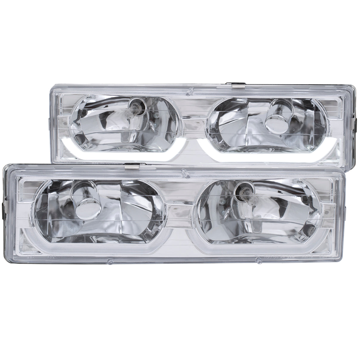 Headlight Set Crystal W/Low Brow Crystal Clear Lens Chrome Housing Pair Chevy/GMC Trucks/SUVs 1988-2000 AnzoUSA