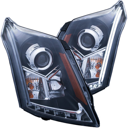 Headlight Set Projector Clear Lens Black Housing Pair W/Plank Style Design Does Not Fit Models With Factory HID Bulbs Cadillac SRX 2010-2016 AnzoUSA