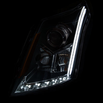 Headlight Set Projector Clear Lens Black Housing Pair W/Plank Style Design Does Not Fit Models With Factory HID Bulbs Cadillac SRX 2010-2016 AnzoUSA-2