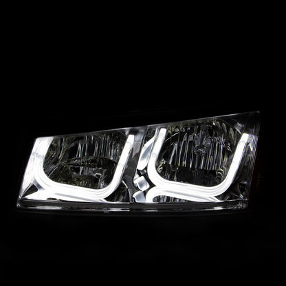 Headlight Set Projector Clear Lens Chrome Housing Pair W/U-Bar Does Not Fit Avalanche Models With Body Cladding Chevrolet Avalanche 1500/Avalanche/Avalanche Silverado 2500 2003-2006, Chevrolet Silverado 1500/1500 HD/2500 HD/3500 2003-2007 AnzoUSA-2