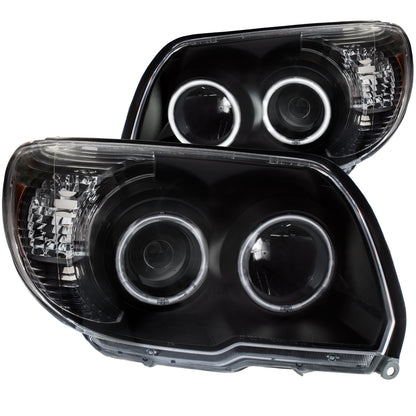 Headlight Set Projector Clear Lens Black Housing Pair W/U-Bar Does Not Include Bulbs Toyota 4Runner 2006-2009 AnzoUSA