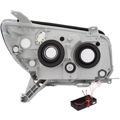Headlight Set Projector Clear Lens Black Housing Pair W/U-Bar Does Not Include Bulbs Toyota 4Runner 2006-2009 AnzoUSA-1