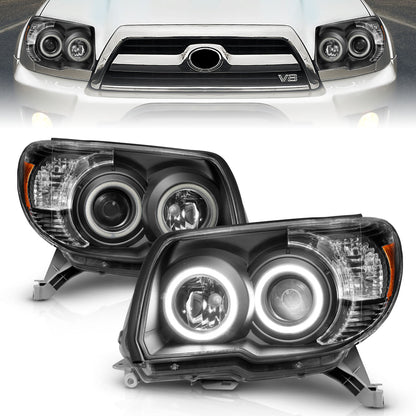Headlight Set Projector Clear Lens Black Housing Pair W/U-Bar Does Not Include Bulbs Toyota 4Runner 2006-2009 AnzoUSA-3