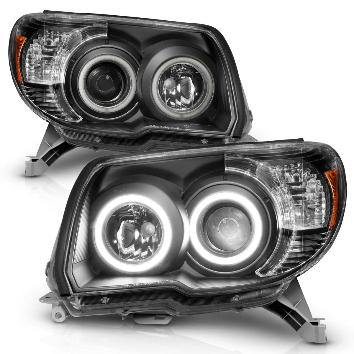 Headlight Set Projector Clear Lens Black Housing Pair W/U-Bar Does Not Include Bulbs Toyota 4Runner 2006-2009 AnzoUSA-4