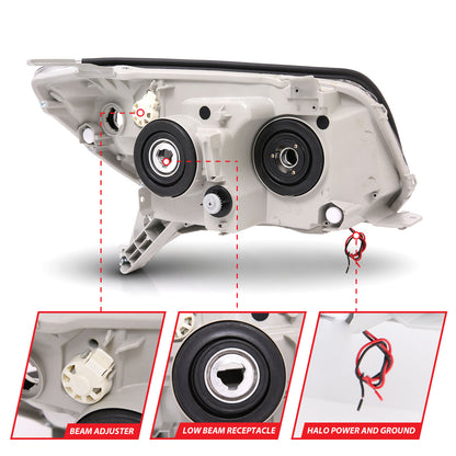 Headlight Set Projector Clear Lens Black Housing Pair W/U-Bar Does Not Include Bulbs Toyota 4Runner 2006-2009 AnzoUSA-7