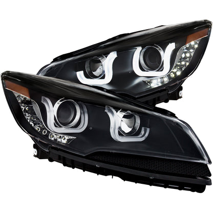 Headlight Set Projector Clear Lens Black Housing Pair W/U-Bar Ford Escape 2013-2016 AnzoUSA
