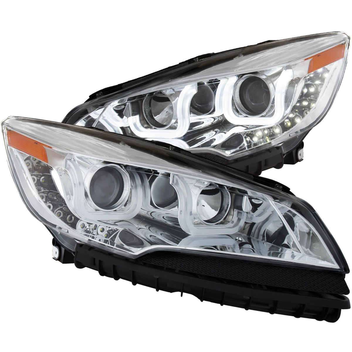 Headlight Set Projector Clear Lens Chrome Housing Pair W/U-Bar Ford Escape 2013-2016 AnzoUSA