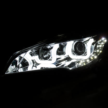 Headlight Set Projector Clear Lens Chrome Housing Pair W/U-Bar Ford Escape 2013-2016 AnzoUSA-2