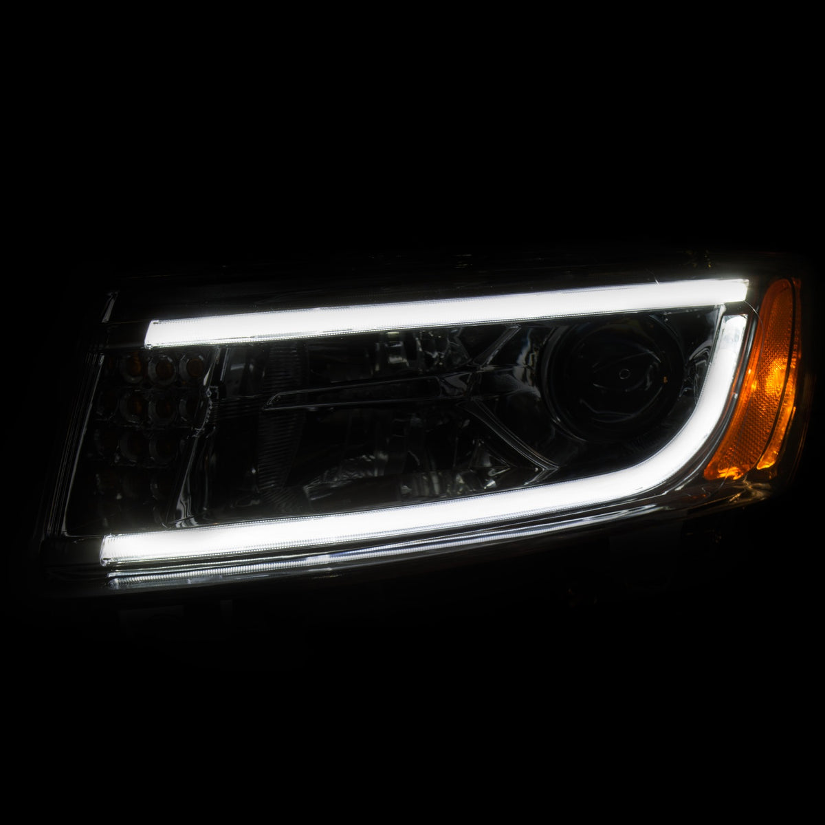 Headlight Set Projector Clear Lens Chrome Housing Pair W/Plank Style Design Jeep Grand Cherokee 2014-2016 AnzoUSA-2