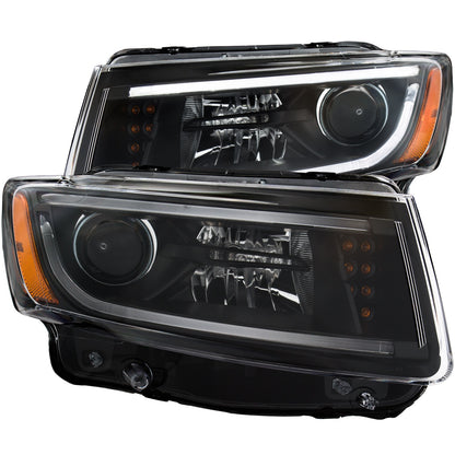 Headlight Set Projector Clear Lens Black Housing Pair W/Plank Style Design Jeep Grand Cherokee 2014-2016 AnzoUSA
