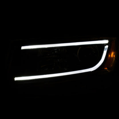 Headlight Set Projector Clear Lens Black Housing Pair W/Plank Style Design Jeep Grand Cherokee 2014-2016 AnzoUSA-2