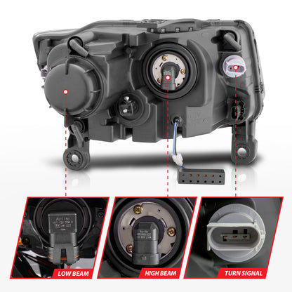 Headlight Set Projector Clear Lens Black Housing Pair W/Plank Style Design Jeep Grand Cherokee 2014-2016 AnzoUSA-7