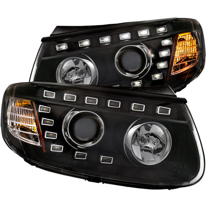 Headlight Set Projector Clear Lens Black Housing Pair Hyundai Santa Fe 2007-2012 AnzoUSA