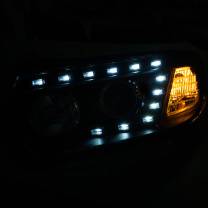 Headlight Set Projector Clear Lens Black Housing Pair Hyundai Santa Fe 2007-2012 AnzoUSA-2