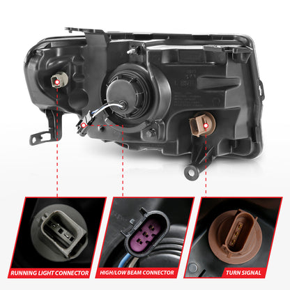 Headlight Set Projector Clear Lens Plank Style Black Housing W/Chrome/Amber Trim Pair Ford Escape 2008-2012 AnzoUSA-7