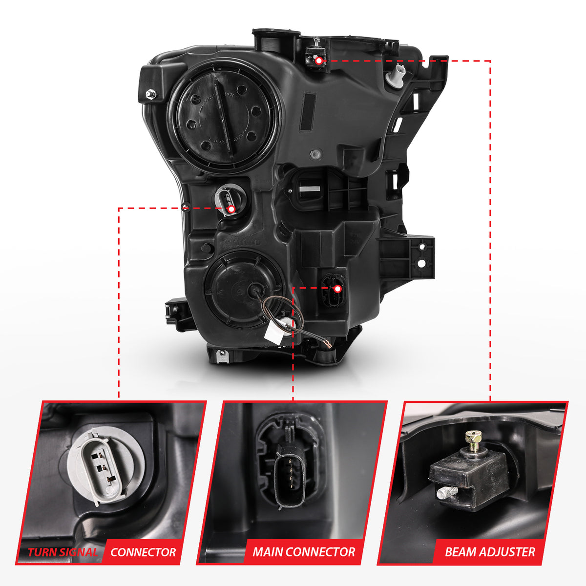 Projector Headlights W/ Plank Style Switchback Black W/ Amber Ford F-150 2015-2017 AnzoUSA-4
