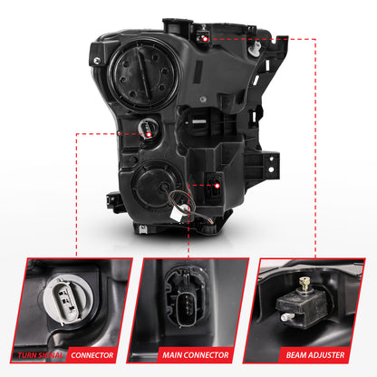 Projector Headlights W/ Plank Style Switchback Black W/ Amber Ford F-150 2015-2017 AnzoUSA-4