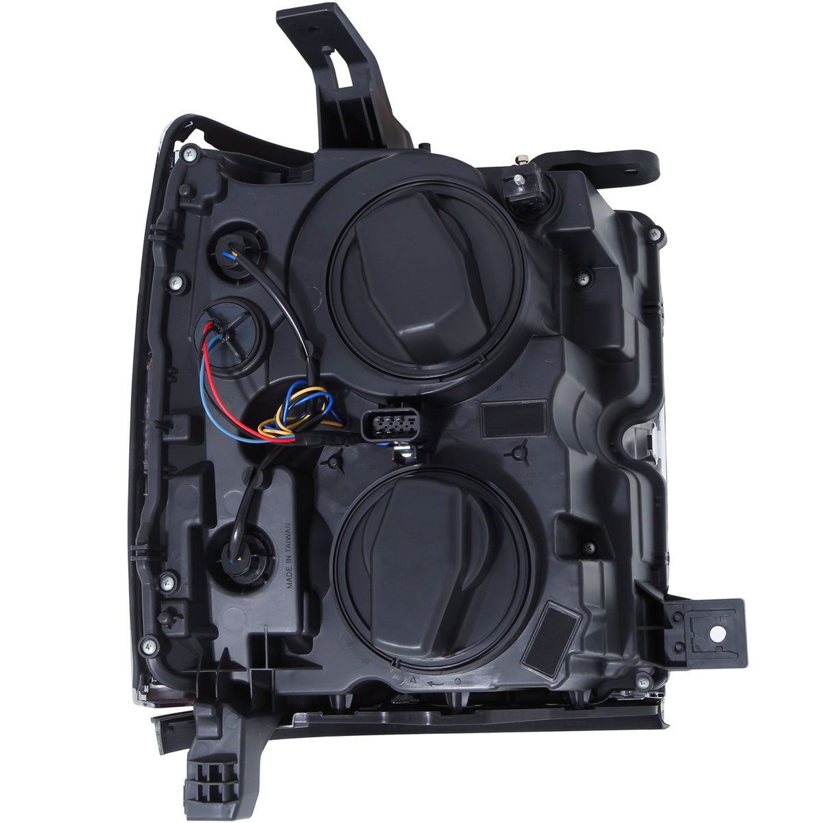 Headlight Set Projector Clear Lens Plank Style Switchback Black Housing Black Trim Pair Chevrolet Silverado 2500 HD/3500 HD 2015-2019 AnzoUSA-1