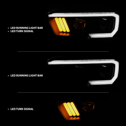 Projector Headlights W/ Plank Style Design Black/Amber W/ DRL Toyota Tacoma 2016-2023 AnzoUSA-7