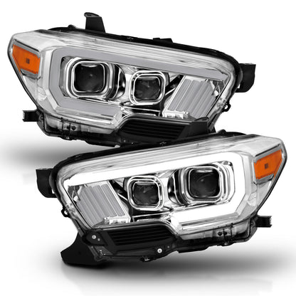 Projector Headlights W/ Plank Style Design Chrome/Amber W/ DRL Toyota Tacoma 2016-2022 AnzoUSA-3