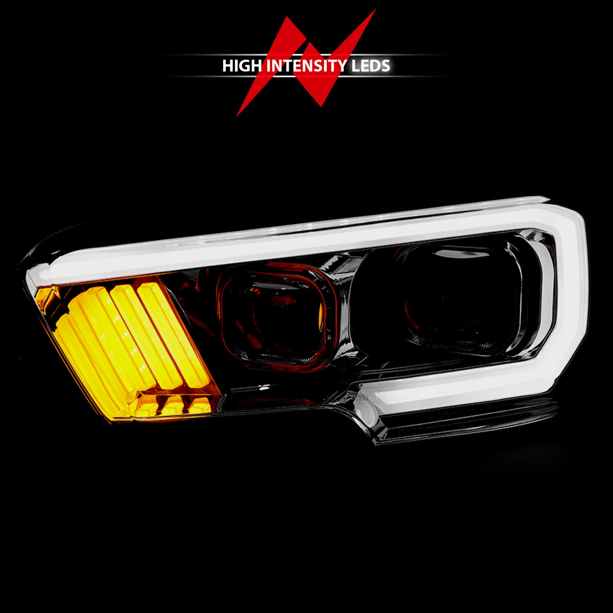 Projector Headlights W/ Plank Style Design Chrome/Amber W/ DRL Toyota Tacoma 2016-2022 AnzoUSA-7
