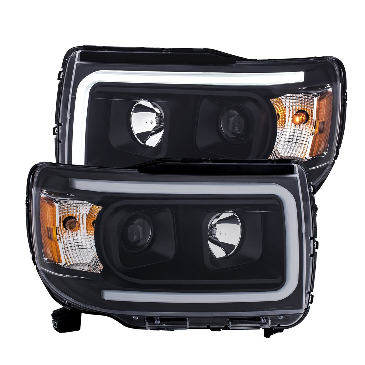 Projector Headlights W/ Plank Style Design Black W/ Amber GMC Canyon 2015-2022 AnzoUSA