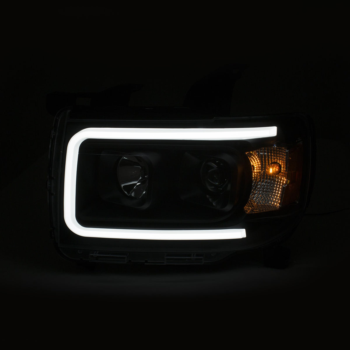 Projector Headlights W/ Plank Style Design Black W/ Amber GMC Canyon 2015-2022 AnzoUSA-2