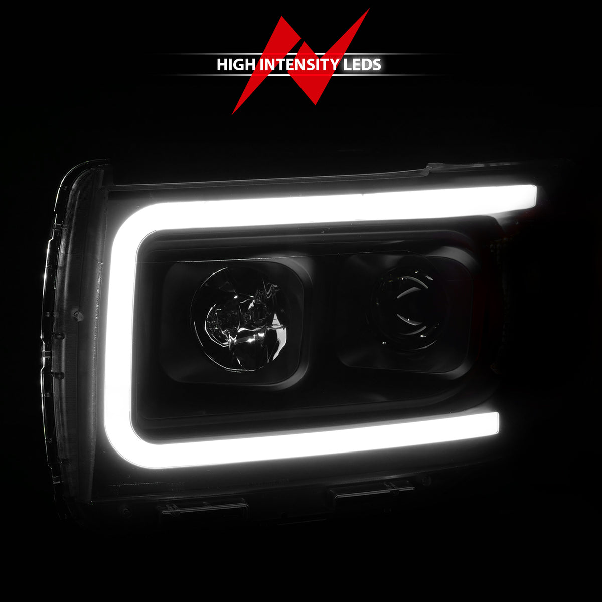 Projector Headlights W/ Plank Style Design Black W/ Amber GMC Canyon 2015-2022 AnzoUSA-8