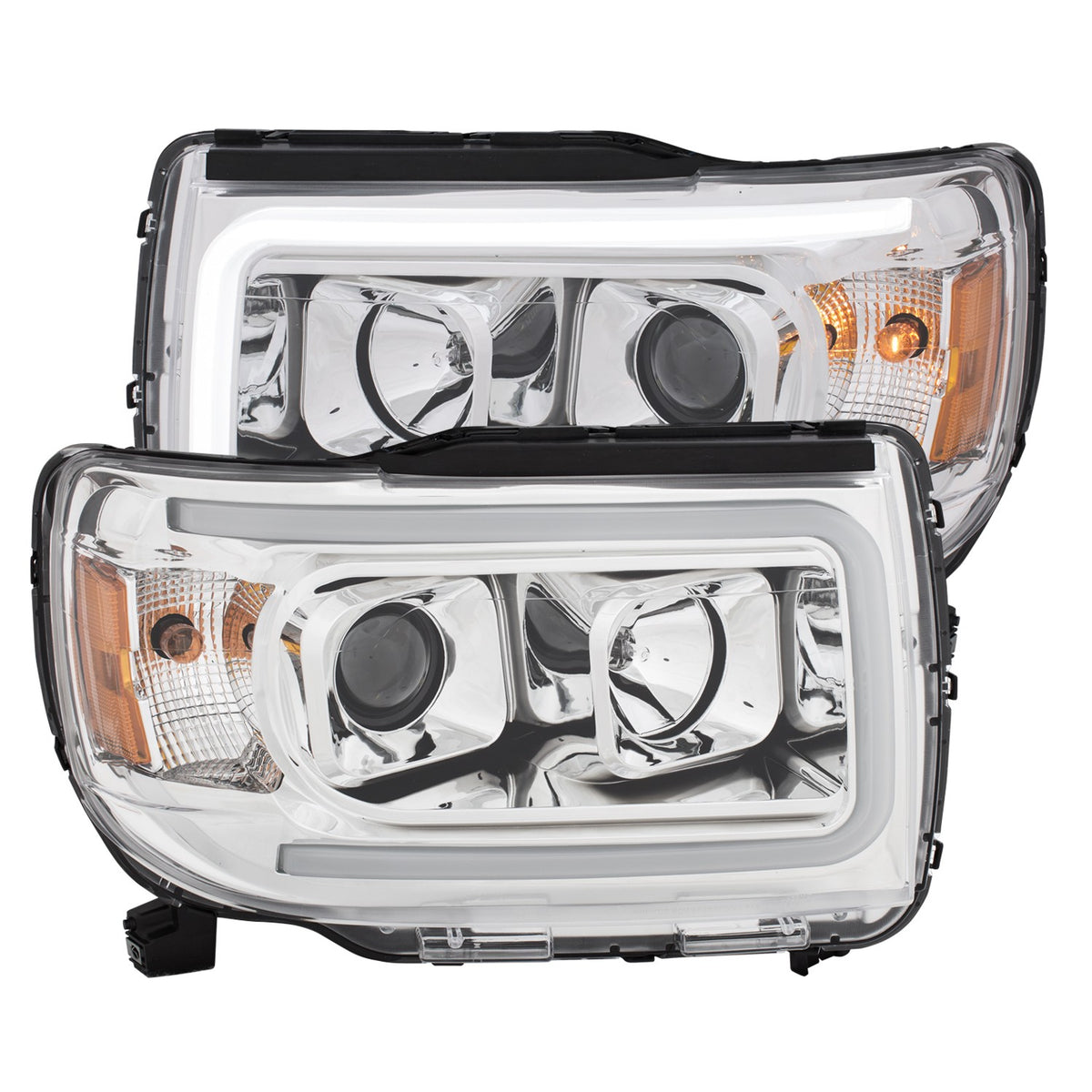 Projector Headlights W/ Plank Style Design Chrome W/ Amber GMC Canyon 2015-2018 AnzoUSA