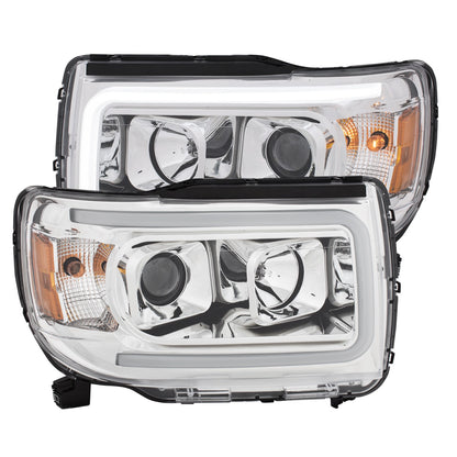 Projector Headlights W/ Plank Style Design Chrome W/ Amber GMC Canyon 2015-2018 AnzoUSA