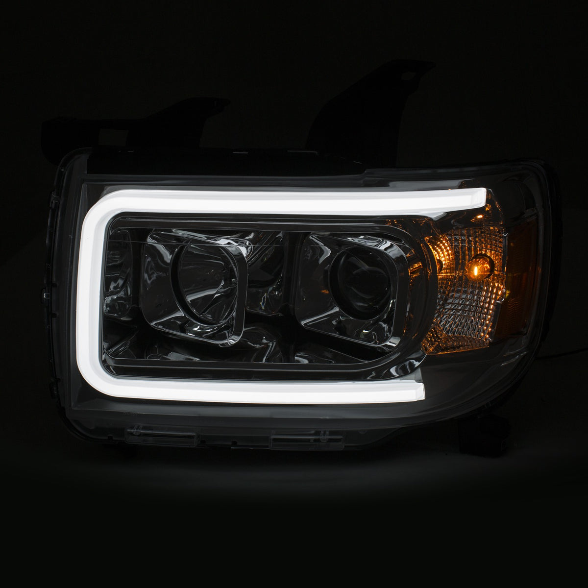 Projector Headlights W/ Plank Style Design Chrome W/ Amber GMC Canyon 2015-2018 AnzoUSA-2