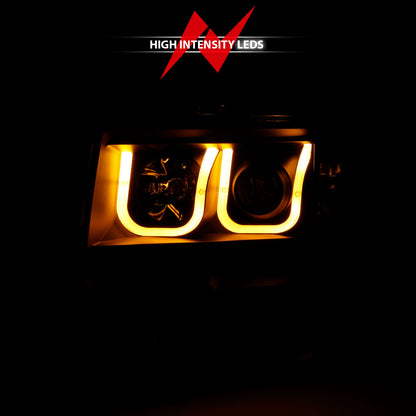Projector Headlights W/ U-Bar Switchback Black W/ Amber Ford F-150 2009-2014 AnzoUSA-6