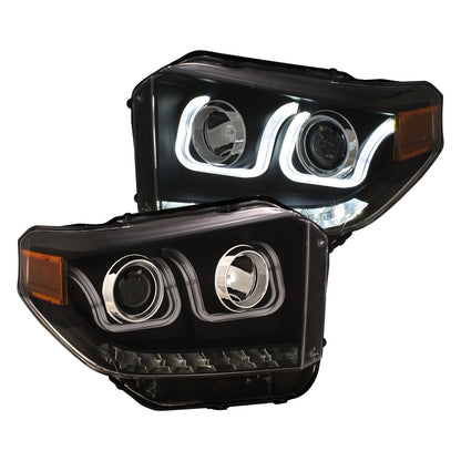Projector Headlights W/ U-Bar Switchback Black W/ Amber Toyota Tundra 2014-2019 AnzoUSA-1