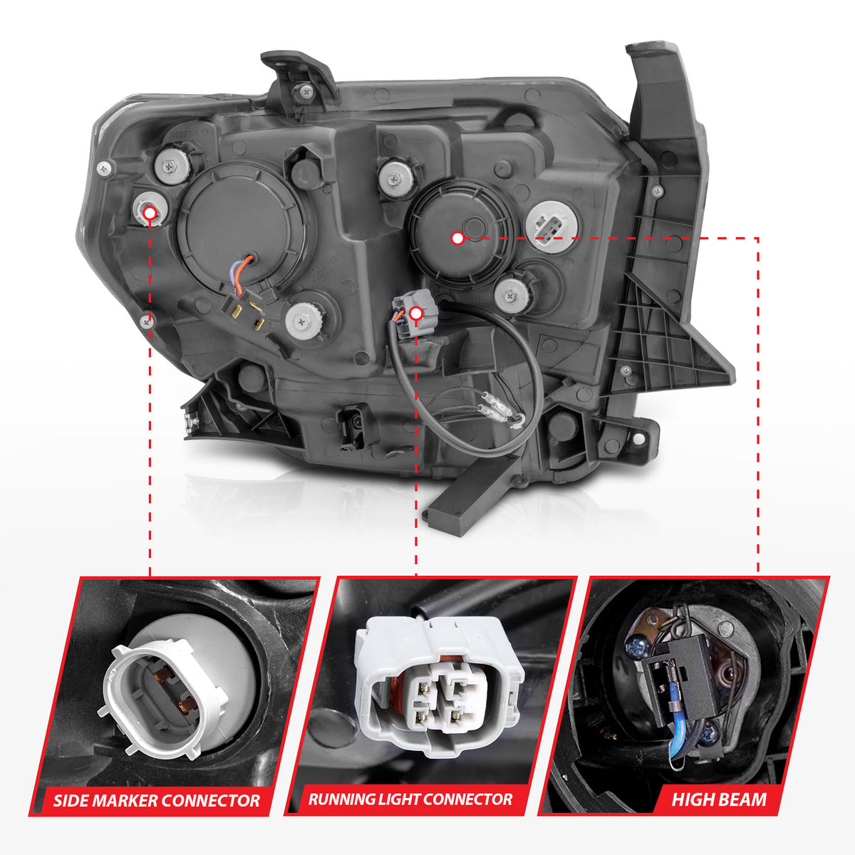Projector Headlights W/ U-Bar Switchback Black W/ Amber Toyota Tundra 2014-2019 AnzoUSA-7