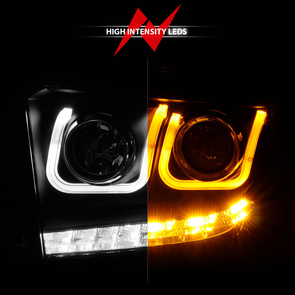 Projector Headlights W/ U-Bar Switchback Black W/ Amber Toyota Tundra 2014-2019 AnzoUSA-8